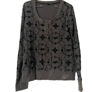 Fox Racing Thermal Henley Top in Mixed Print in Gray Sz L Slim Fit